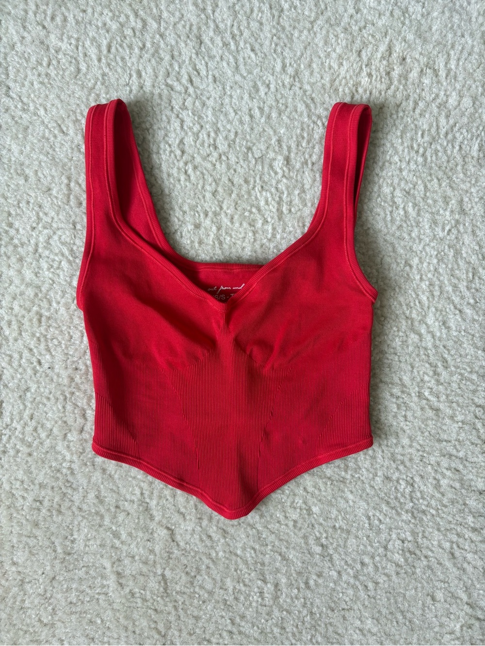 Urban Outfitters Red Ribbed V-Notch Cropped Tank